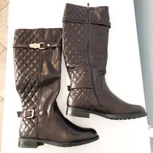 Brand New Quilted Brown Mid Calf Boots